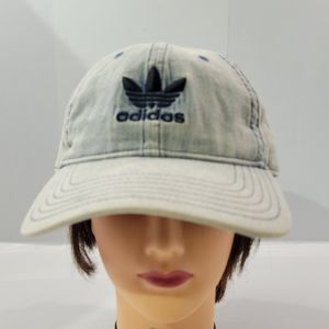 ADIDAS TREFOIL DENIM BASEBALL CAP HAT SPORTSWEAR STRAPBACK ATHLETIC LOGO JEAN